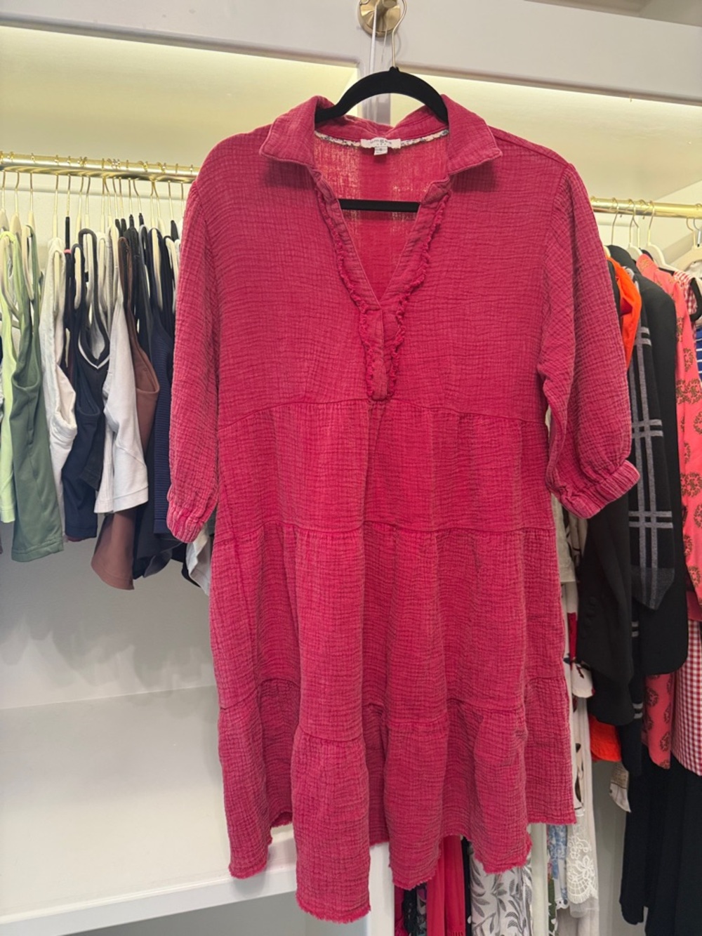 Umgee pink dress gauze cotton size small